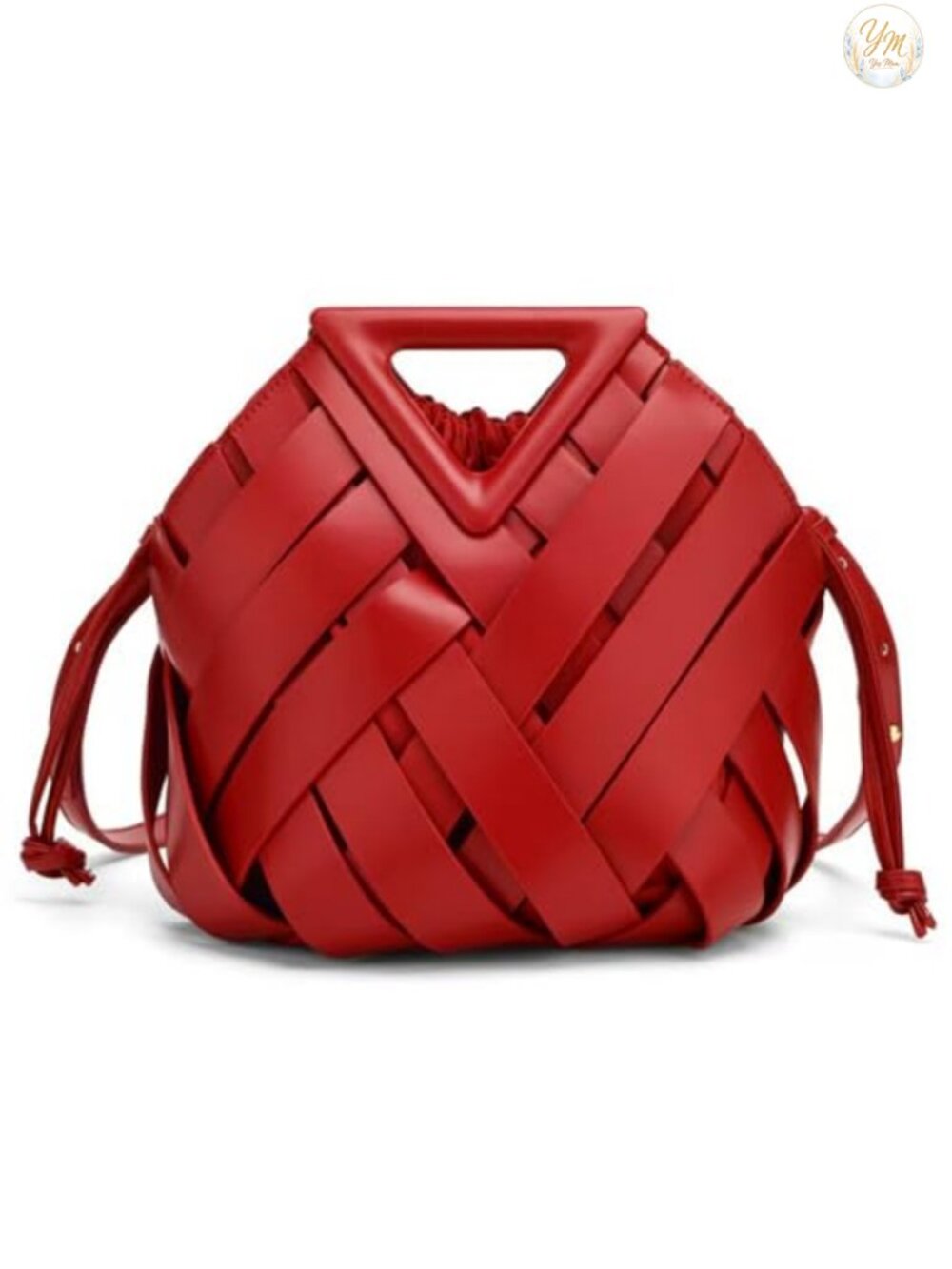 Vegan Leather Woven Bucket Bag Crossbody Shoulder Handbag Top Handle Cute